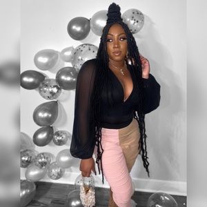 PRETTY LITTLE THING X LIL KIM NUDE RUCHED PANTS